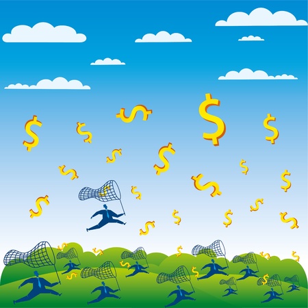 everyone should catch more and more dollar in your netのイラスト素材