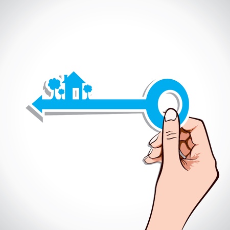 home key in hand stock vectorのイラスト素材