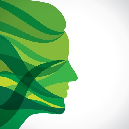 abstract green women face stock vectorのイラスト素材