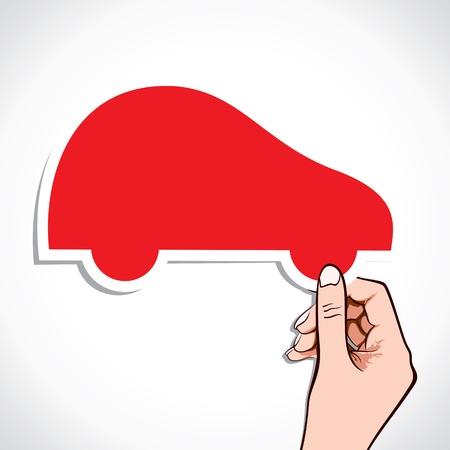 red car sticker in hand stock vectorのイラスト素材