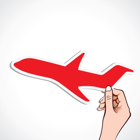 red airplane sticker in hand stock vectorのイラスト素材