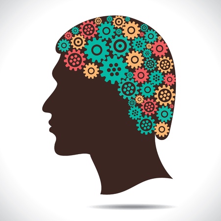 color gear in human head stock vectorのイラスト素材