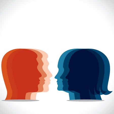 color men women head icon のイラスト素材