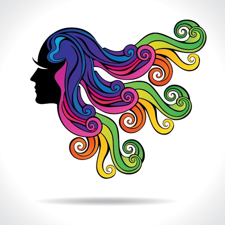 abstract colorful hair fashion girl stock vectorのイラスト素材