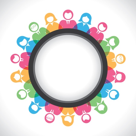 colorful business men and women arrange in round table stock vectorのイラスト素材