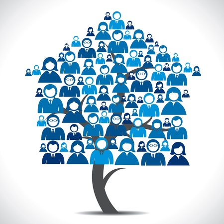 business people home tree のイラスト素材