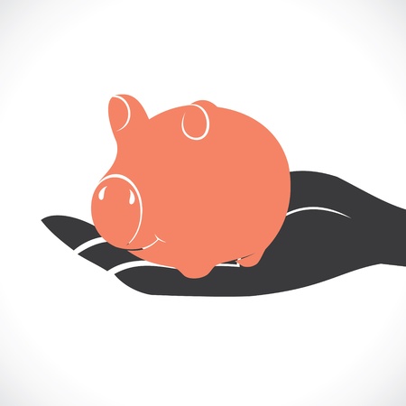 piggy in hand stock vectorのイラスト素材
