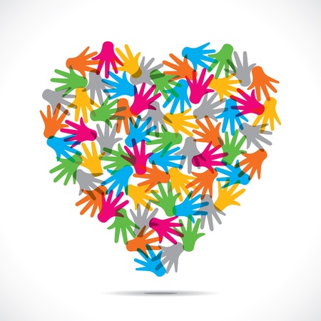 colorful hand make heart shape stock vectorのイラスト素材