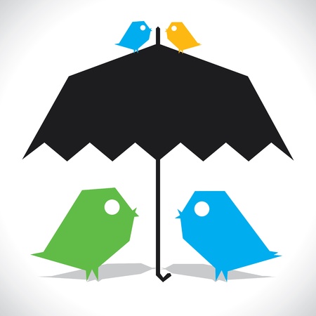 bird love each other under umbrella stock vectorのイラスト素材