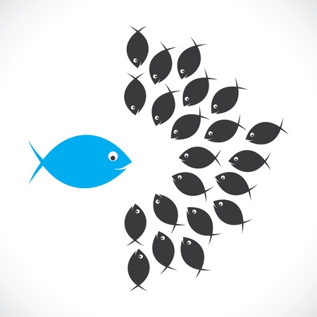 fish discuss or leader meeting with team memberのイラスト素材