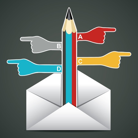color hand and pencil in envelop stock vectorのイラスト素材