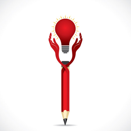 pencil hand save the red bulb stock vectorのイラスト素材