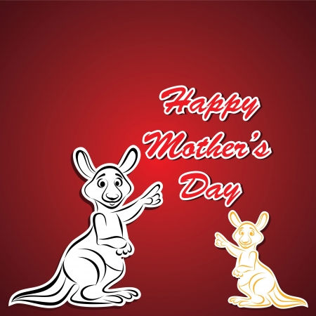 Happy Mother and Baby Kangaroo stock vectorのイラスト素材