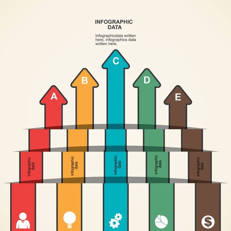retro arrow business infographic vectorのイラスト素材