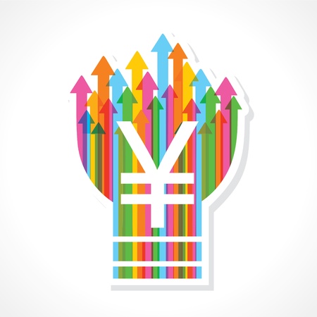 Yen symbol on colorful arrow bulb stock vectorのイラスト素材