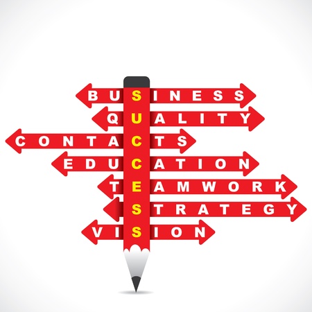 business word on red pencil with directional arrow stock vectorのイラスト素材