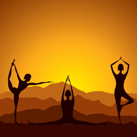 Different yoga women figure stock vectorのイラスト素材