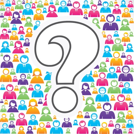 question mark symbol with in group of people stockのイラスト素材