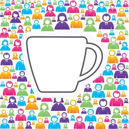 Mug icon with in group of people stockのイラスト素材