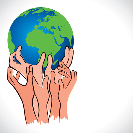 save earth concept shown by hand stock vectorのイラスト素材