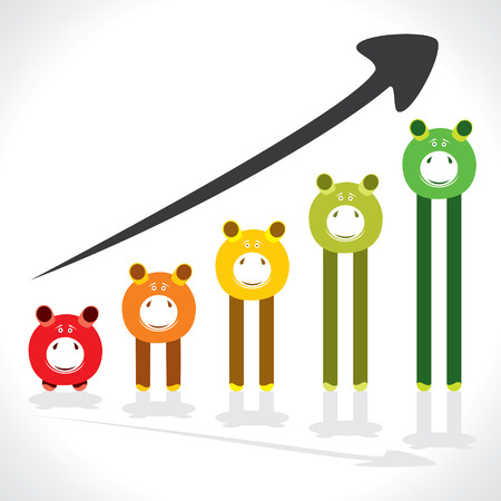 saving money graph shown by piggy stock vectorのイラスト素材