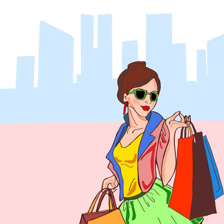 woman shoppingのイラスト素材