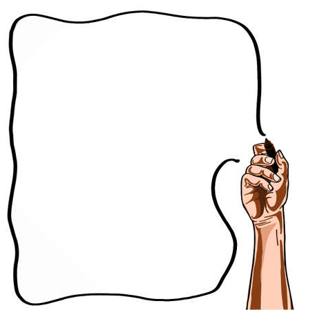 handwriting with hand illustration.のイラスト素材