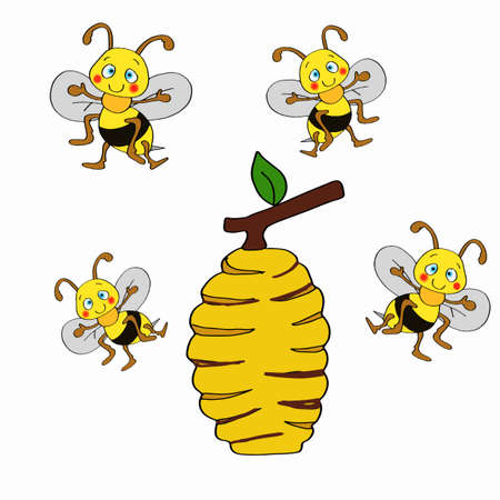 With cute beehivesのイラスト素材