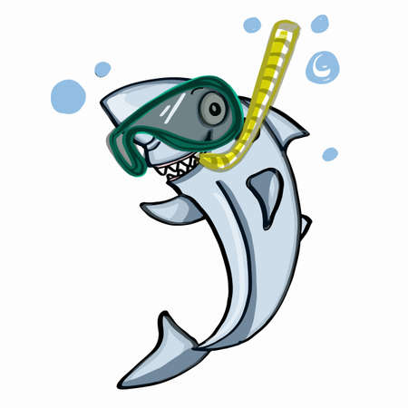 cute shark and sea glassesのイラスト素材