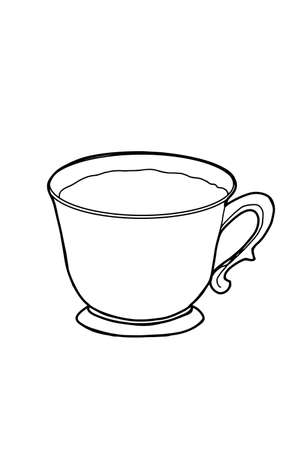 Cartoon ,cup ,coffee or tea illustration.Line art.のイラスト素材