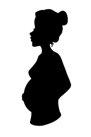 Cartoon ,pregnat woman half body silhouette.のイラスト素材