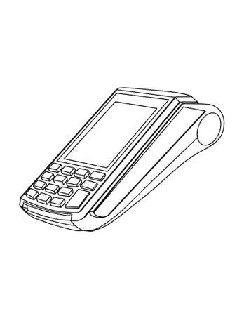 POS device, illustration icon, line art.のイラスト素材