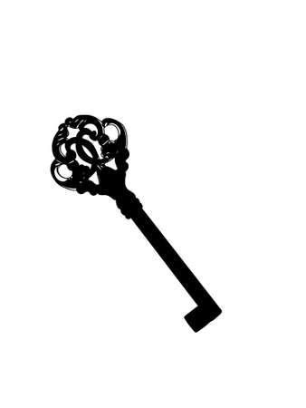 Key black vintage ,illustration ,cartoon, white background.のイラスト素材