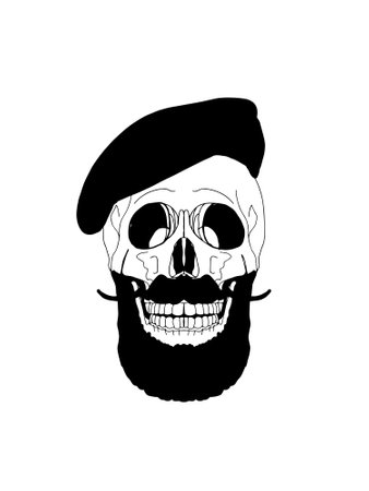 Skull line drawing illustrationのイラスト素材