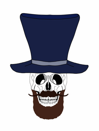 Skull line drawing illustrationのイラスト素材