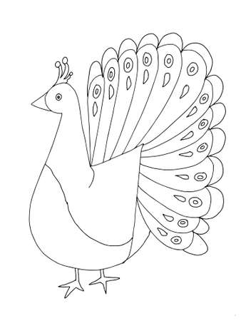 cute ,cartoon ,peacock,animal illustration.のイラスト素材