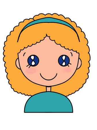cute kawaii ,characters icon blonde ,woman,man, half body.のイラスト素材