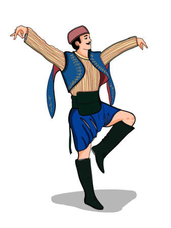 turkish , traditional, efe clothes with manのイラスト素材