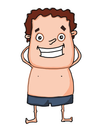 Vector cartoon illustration of a boy in shorts. Isolated on white background.のイラスト素材