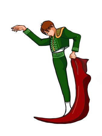 bullfighter matador illustration and bull cartoonのイラスト素材