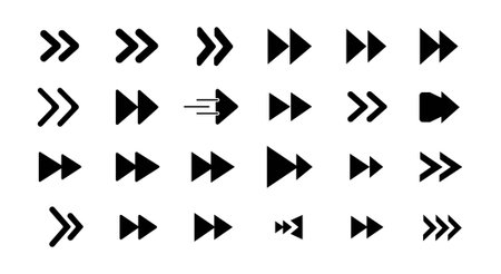 Arrow icons set. Vector black arrows isolated on white background.