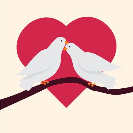 Couple of doves with heart shape in backgroundのイラスト素材