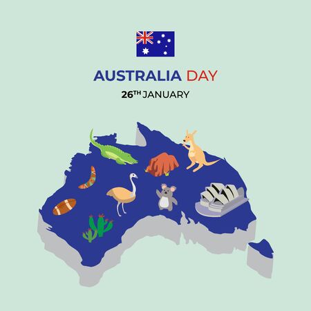 3D Australia map with iconのイラスト素材
