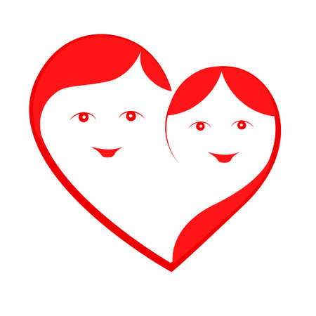 Isolated Love heart with silhouette of man and women on the white background vector illustrationのイラスト素材