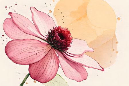 Watercolor painting of a Anemony Flower. Hand-drawn illustration.のイラスト素材