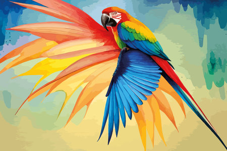 Colorful macaw parrot on colorful background. Vector illustration.のイラスト素材