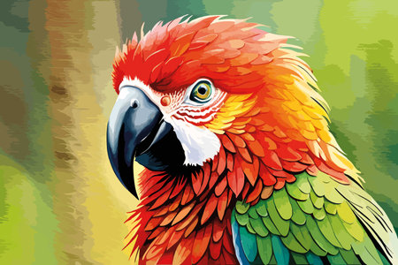 Beautiful parrot on the background of the jungle. Vector illustrationのイラスト素材