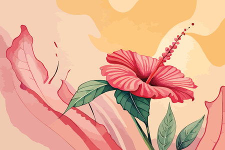 Hibiscus flower in watercolor style. Vector illustration.のイラスト素材