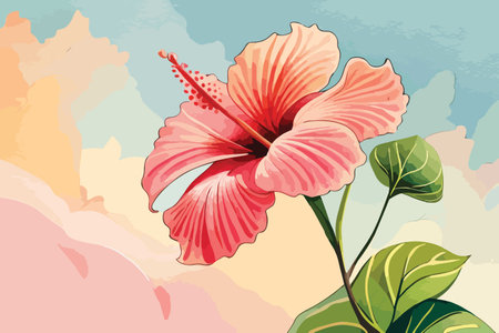 Hibiscus flower on colorful background. Vector illustration. EPS10のイラスト素材