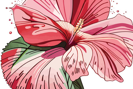 Illustration of a red hibiscus flower on a white backgroundのイラスト素材